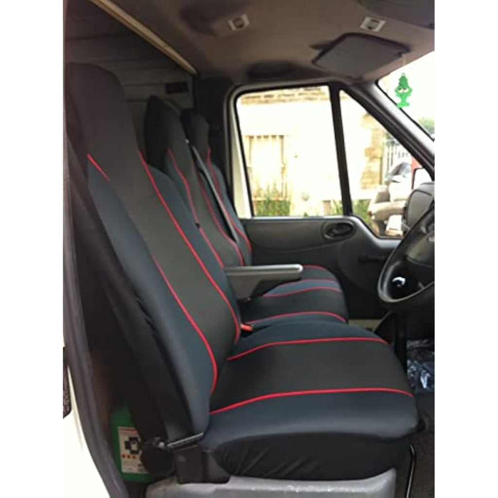 Carseatcover-UK Heavy Duty Van Seat Covers | Black & Red Universal Fit