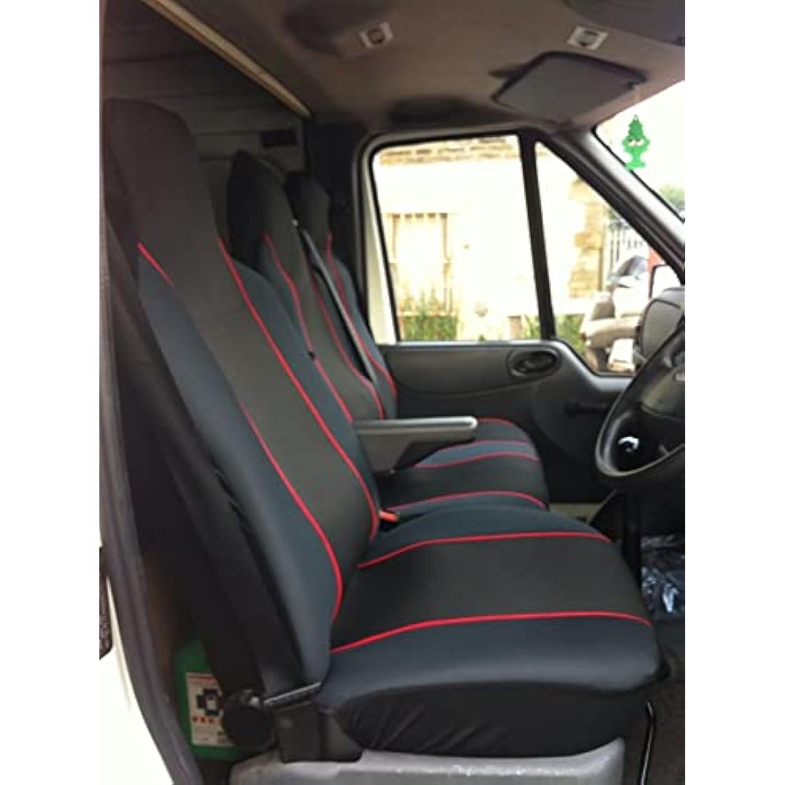 Carseatcover-UK Heavy Duty Van Seat Covers | Black & Red Universal Fit
