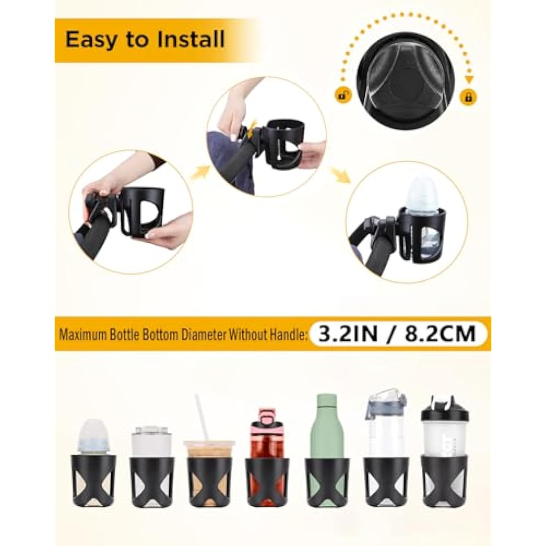 Jolof Store Universal Stroller Cup Holder – 360° Rotation Drink Holder