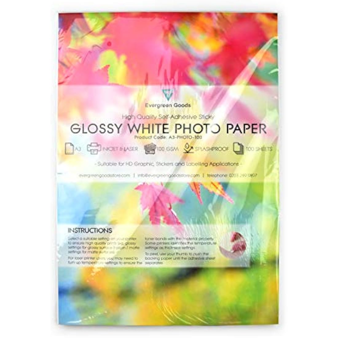 A3 White Glossy Self-Adhesive Sticker Paper - 100 Sheets