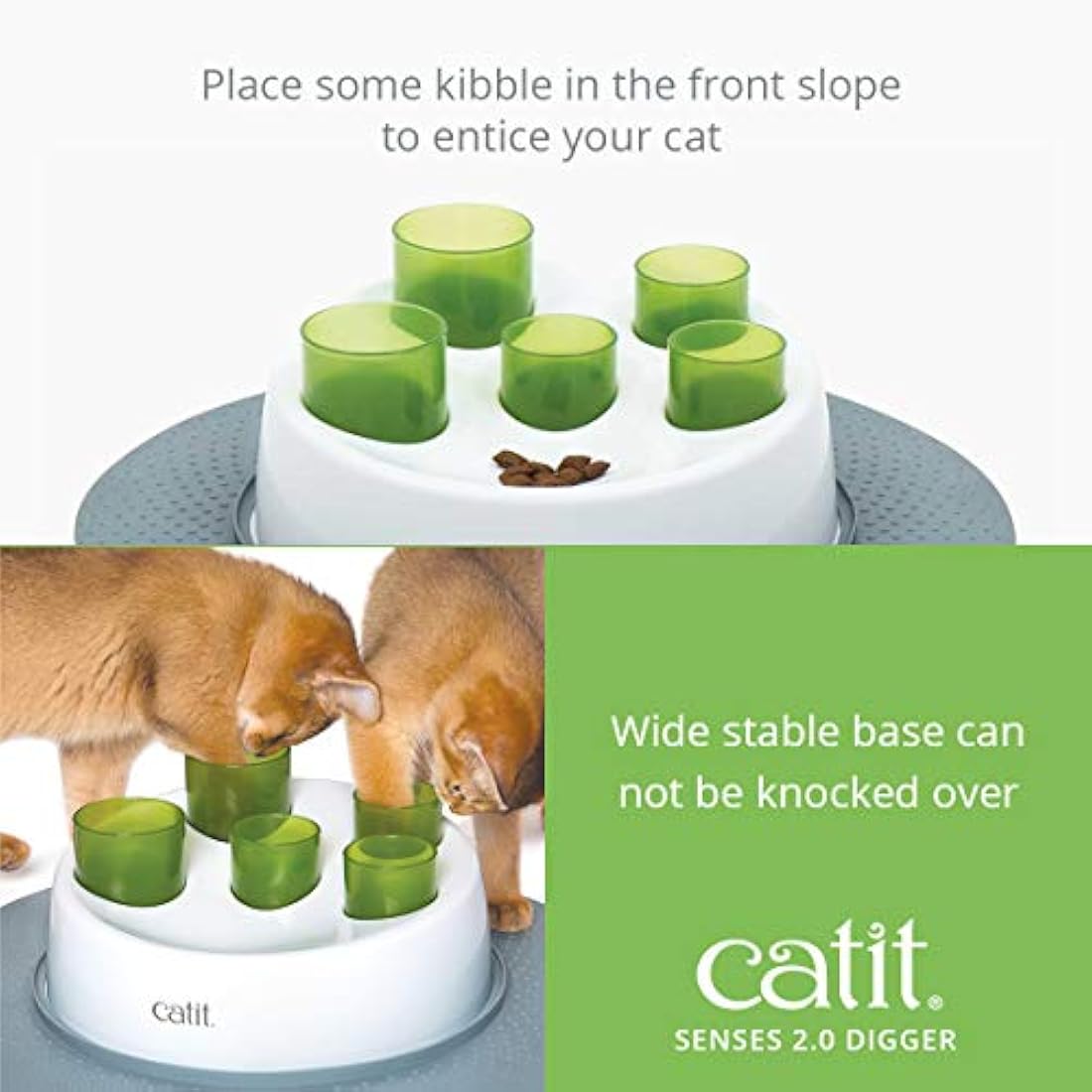 Catit Senses 2.0 Digger – Interactive Cat Toy and Slow Feeder, Green