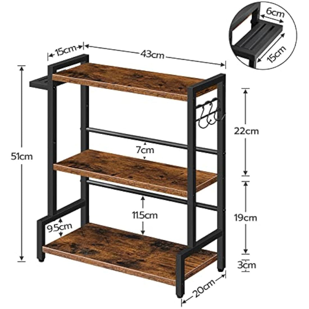 HOOBRO 3-Tier Spice Rack | Industrial Kitchen Countertop Organiser
