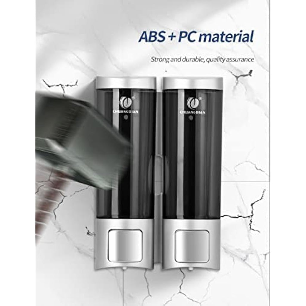 Double Wall Mounted Soap Dispenser | 200ml Refillable PC+ABS