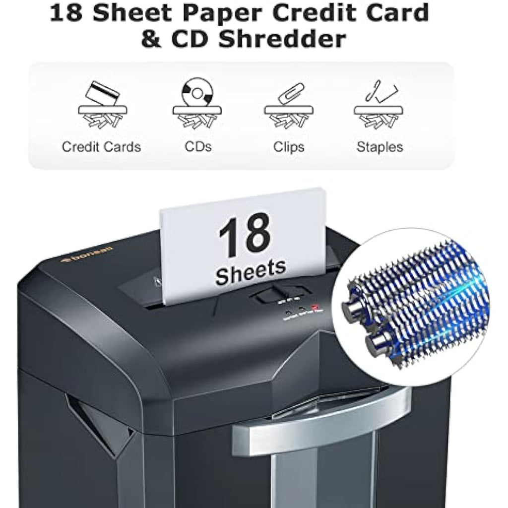 Bonsaii 18-Sheet Heavy Duty Cross Cut Paper Shredder | 60-Min Run Time