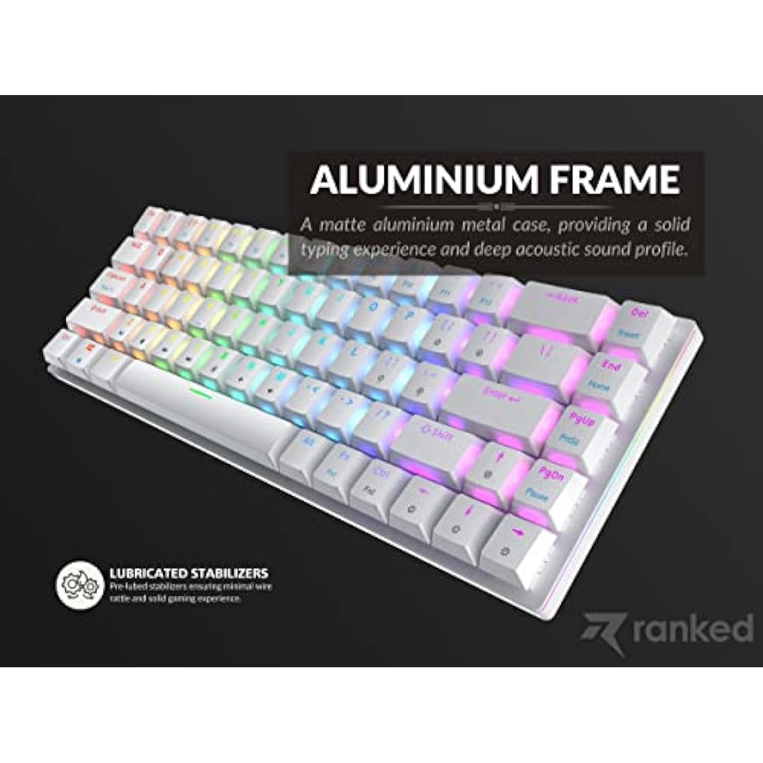 Ranked G65 Guardian 65% Low Profile Mechanical Gaming Keyboard - White