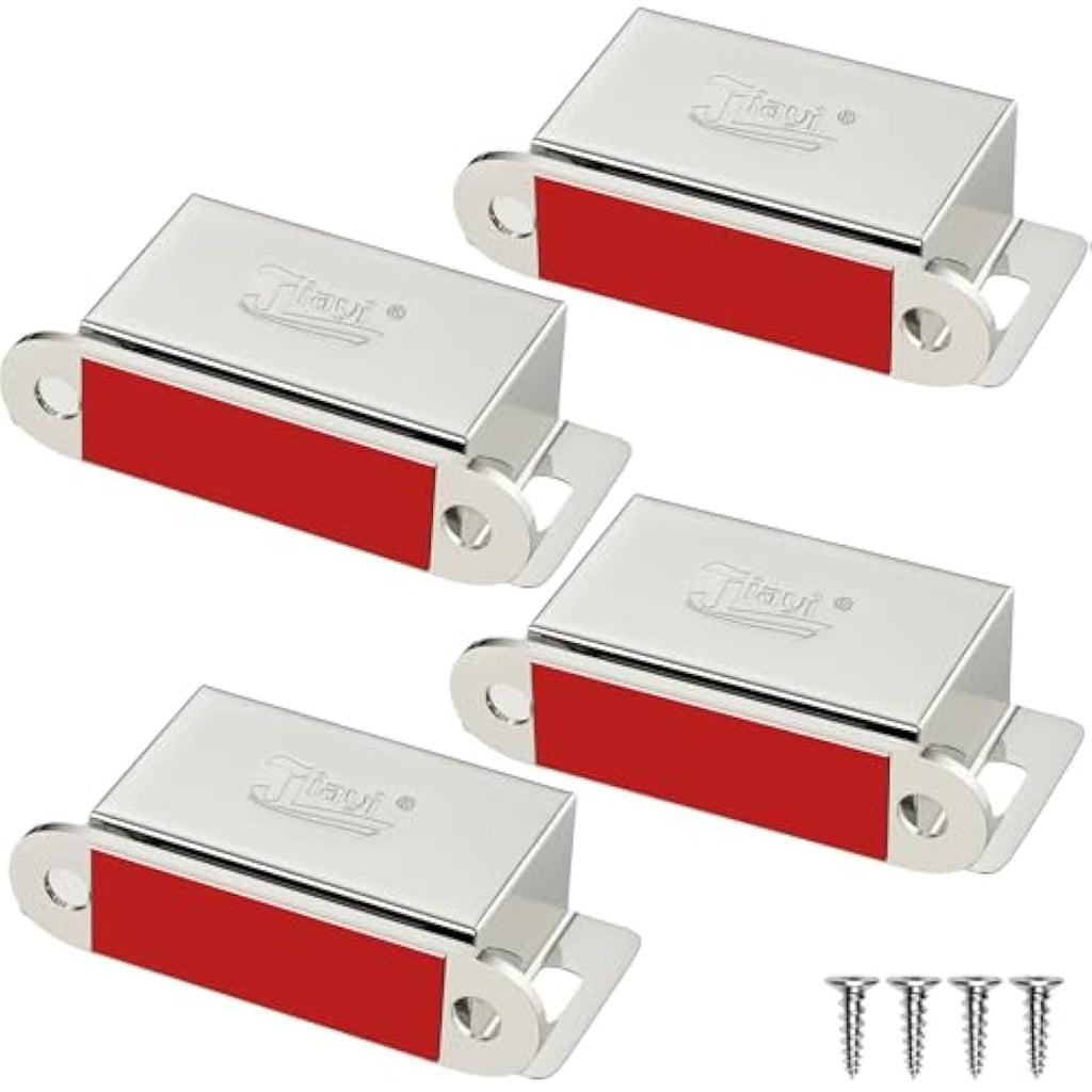 Heavy Duty Magnetic Cabinet Door Catch - Stainless Steel 4 Pack