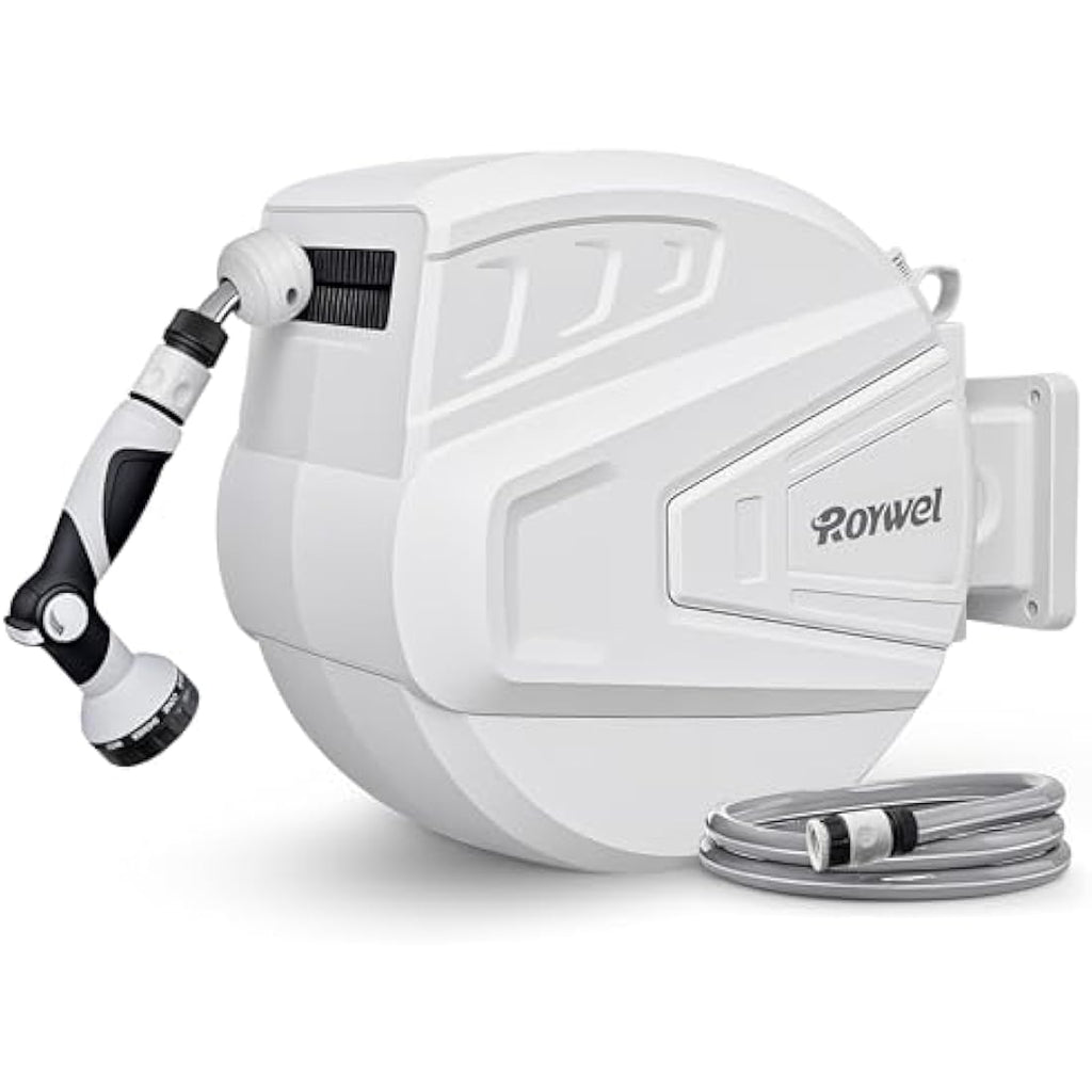 Roywel 30M Auto Reel Garden Hose – Wall Mounted Retractable Hose Reel