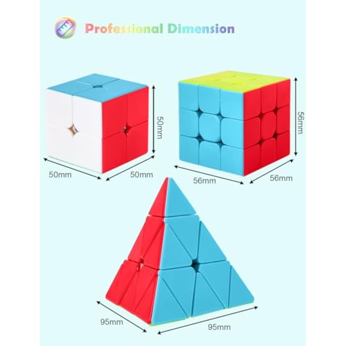 Roxenda Speed Cube Set | 2x2 3x3 Pyramid Stickerless Puzzle Cubes