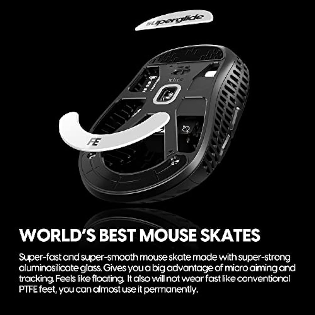 Pulsar Xlite Wireless Superglide Glass Mouse Skates - White