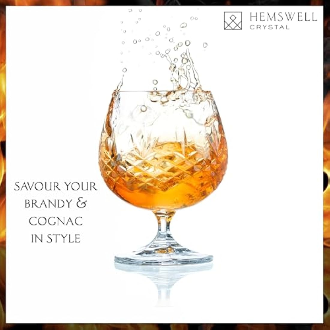 Hemswell Crystal Hand-Cut Brandy Glass | 250ml Cognac Snifter Gift Box