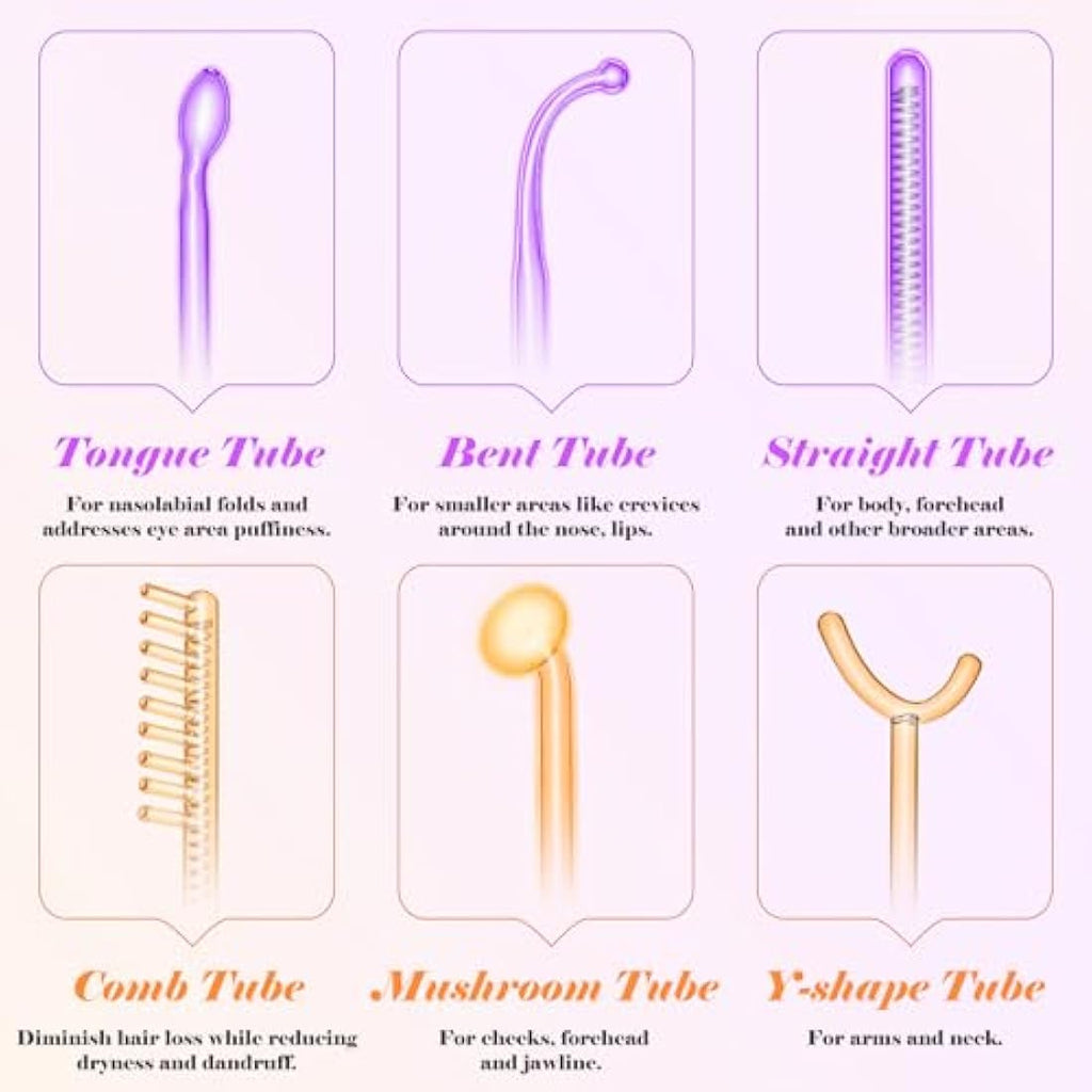 iklestar High Frequency Facial Machine | 6-Tube Hair Growth Wand Kit