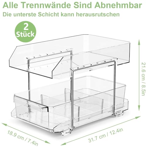 Polegas Clear Acrylic Kitchen Organiser - Extendable Under Sink Storage