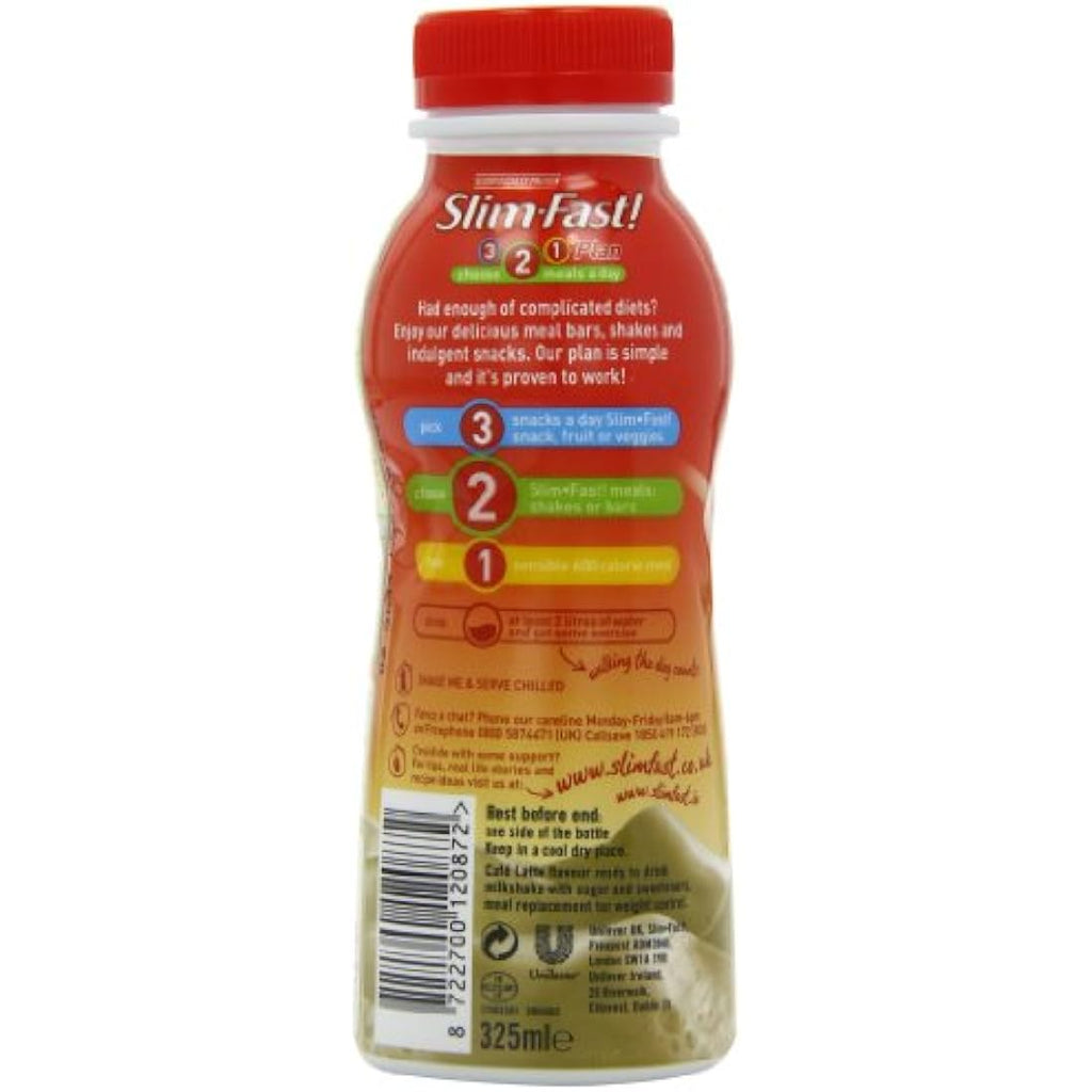 SlimFast Cafe Latte Meal Replacement Shake - 6 x 325ml Weight Loss Pack