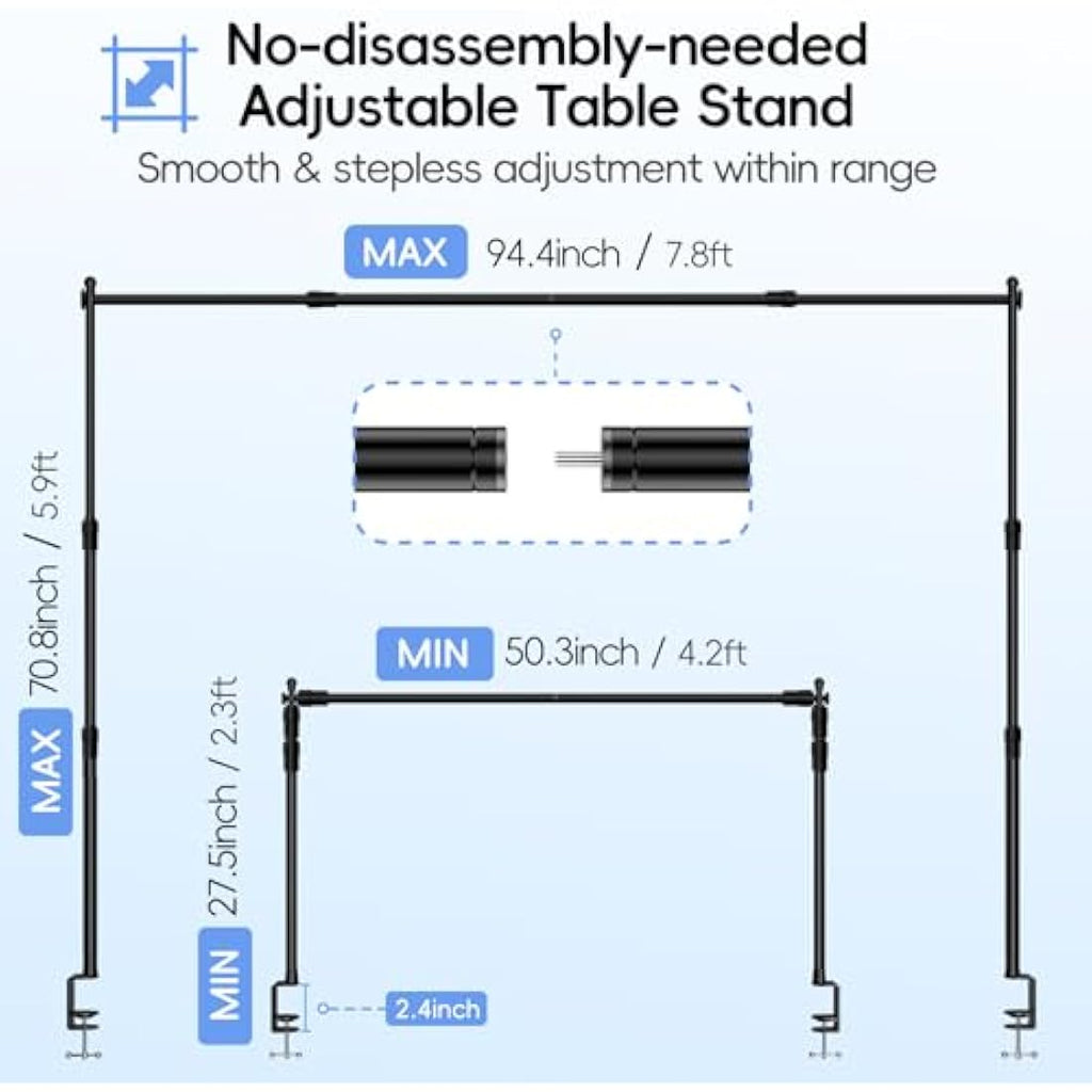 EMART Adjustable Over The Table Rod Stand | 50-94" Aluminum Arch Frame