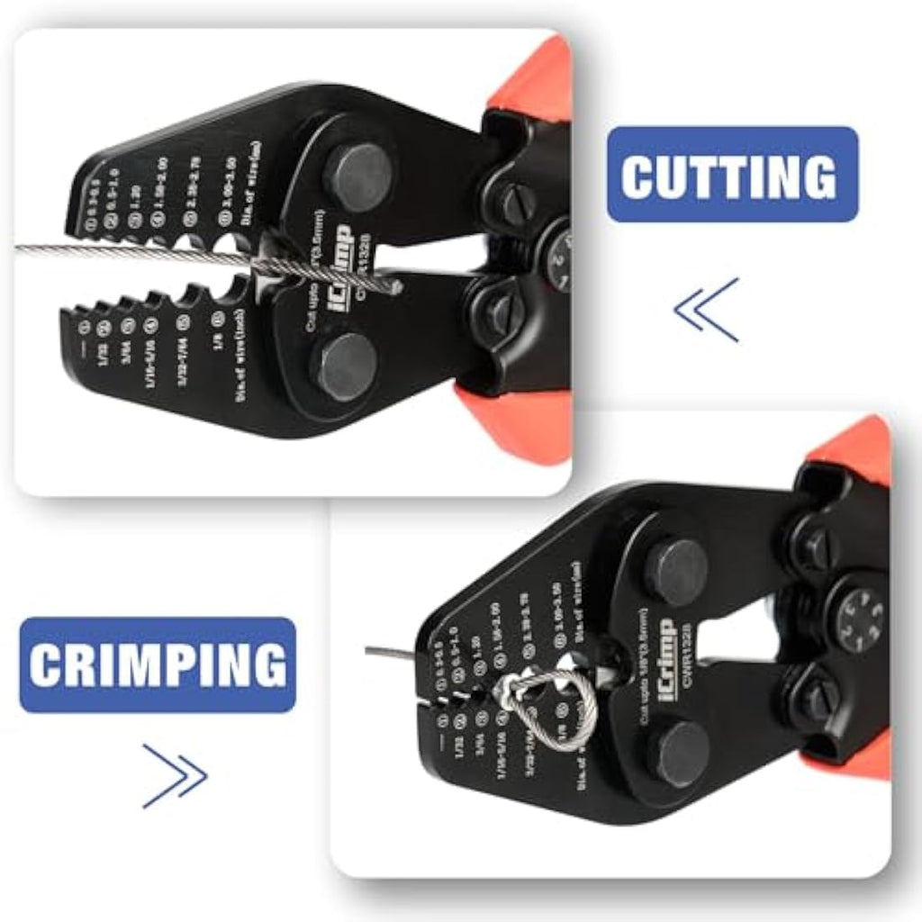 iCrimp CWR1328 Wire Rope Crimping Tool | 0.3-3.5mm Hand Swaging Tool