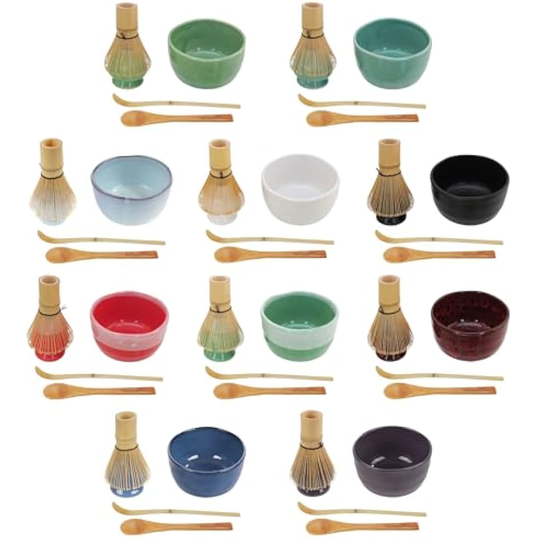 BambooMN Pink Matcha Bowl Set - 5-Piece Ceramic and Bamboo Tea Kit