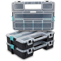 Navaris Stackable Plastic Storage Box with Adjustable Dividers - 3 Pack