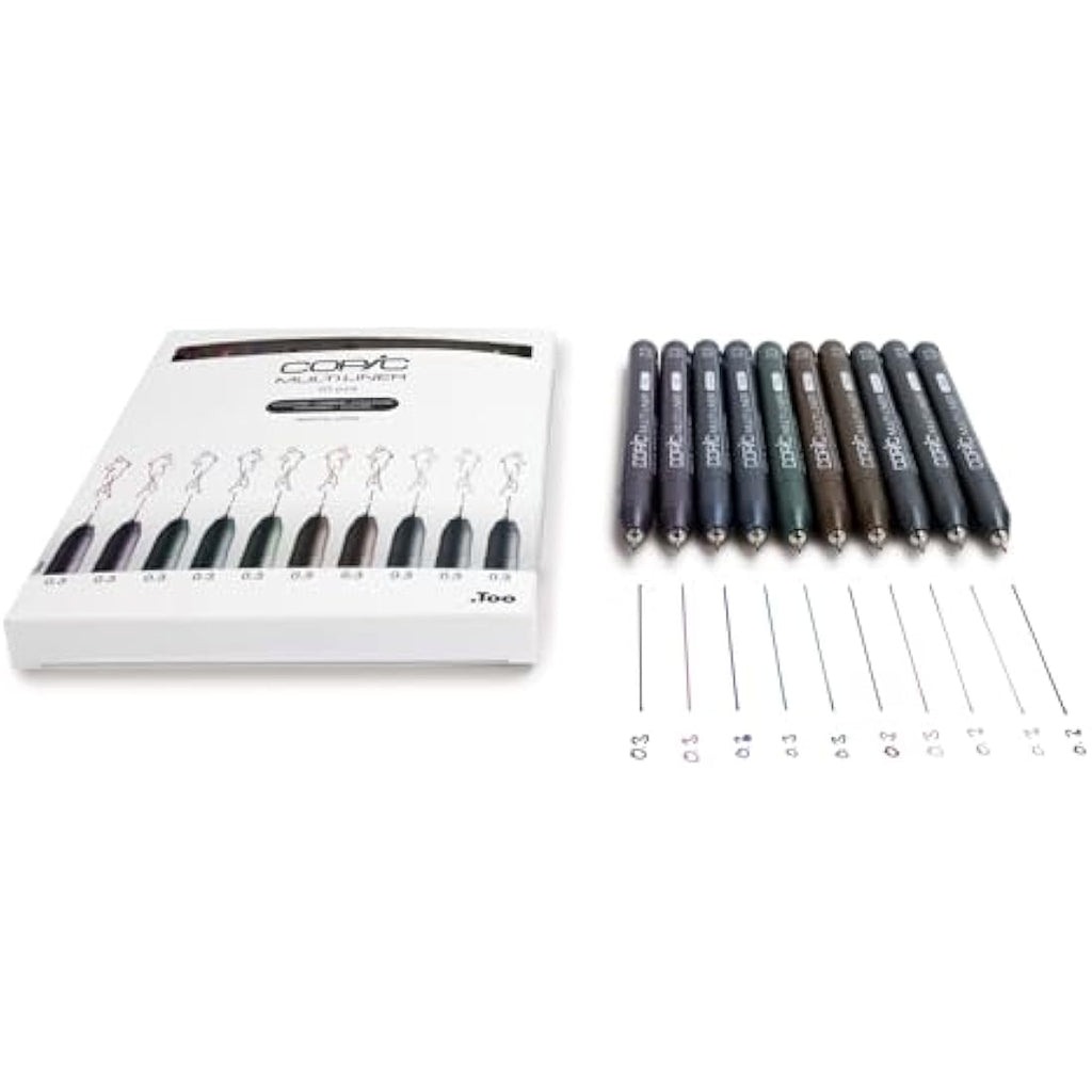 Copic Multiliner Set of 10 | Waterproof Archival Fineliner Pens