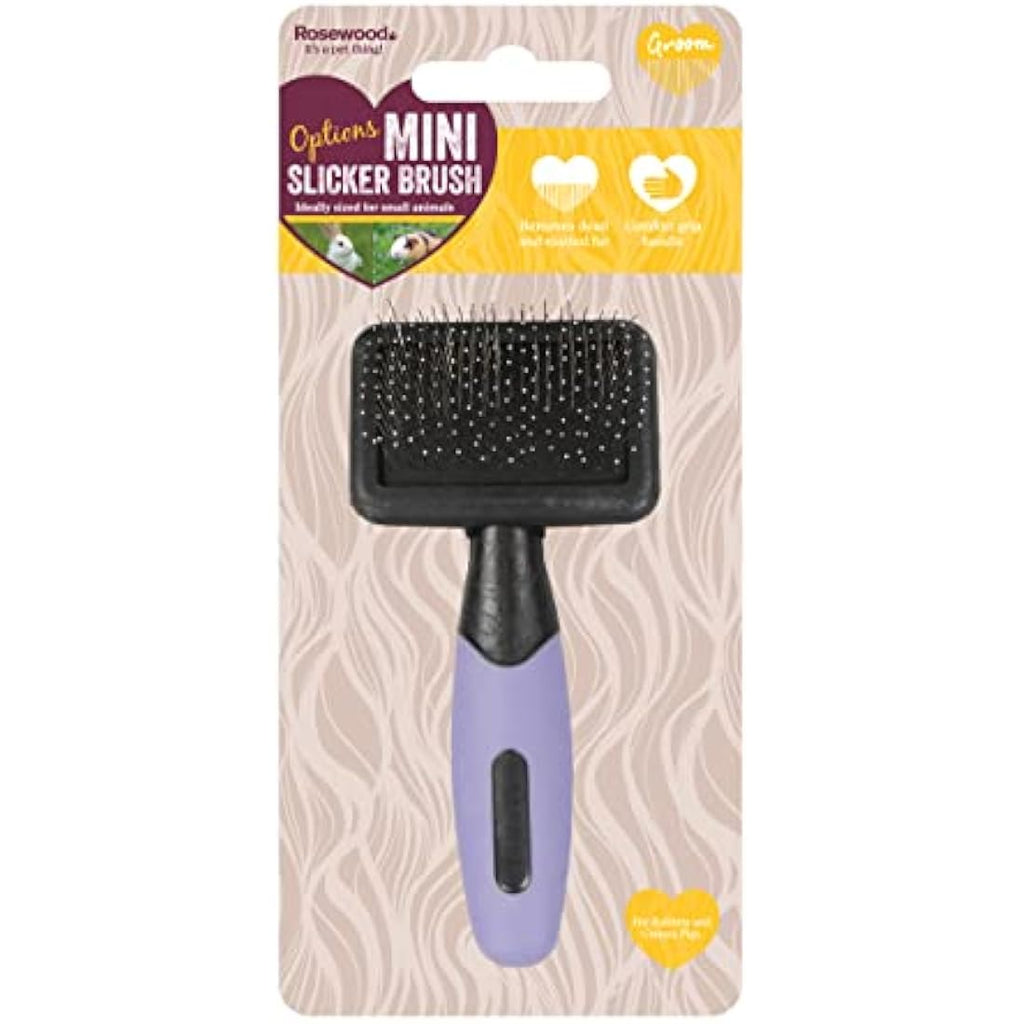 Rosewood Mini Slicker Brush for Rabbits & Guinea Pigs | Black/Purple