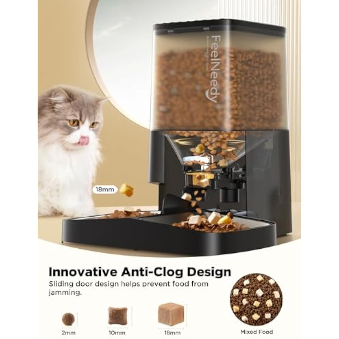 FEELNEEDY 5L Automatic Cat Feeder | Dual Bowls & 10s Voice Recorder