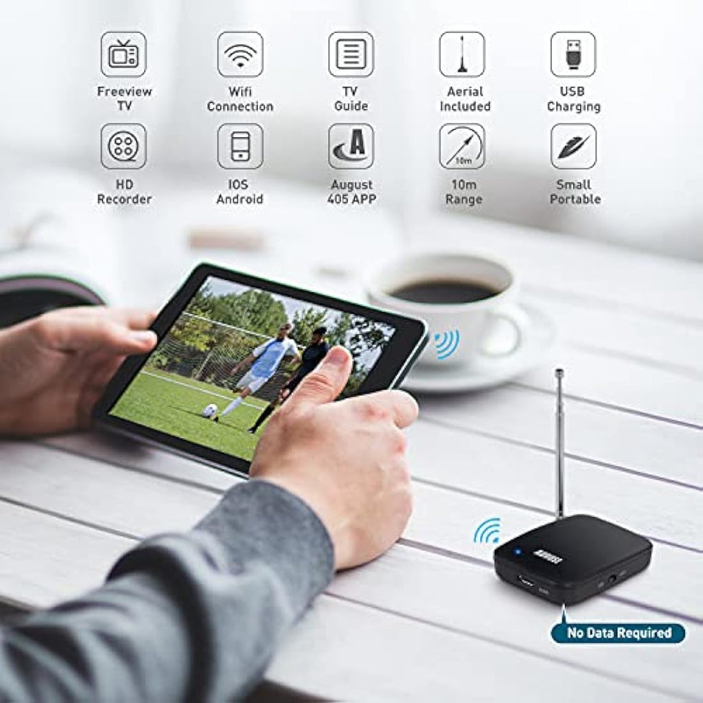August DVB-T405 Portable Freeview TV Receiver & HD Recorder for Mobile