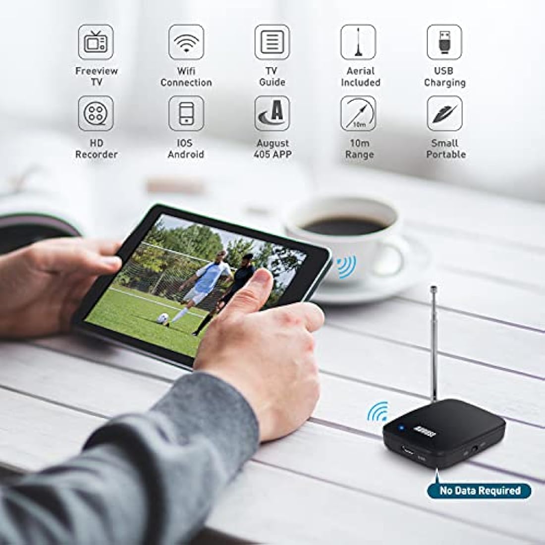 August DVB-T405 Portable Freeview TV Receiver & HD Recorder for Mobile