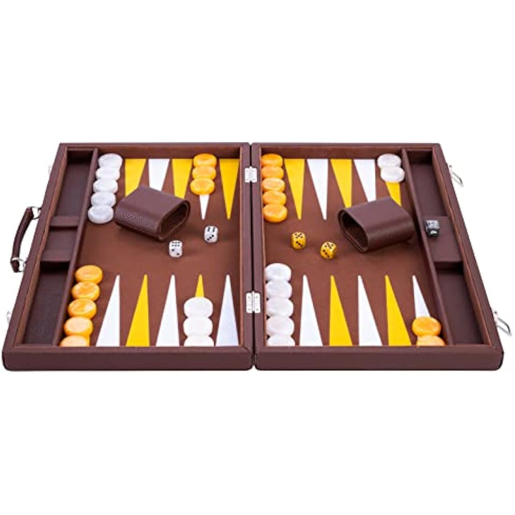Engelhart Luxury 18" Backgammon Set – Inlaid Velvet & Leatherette Case