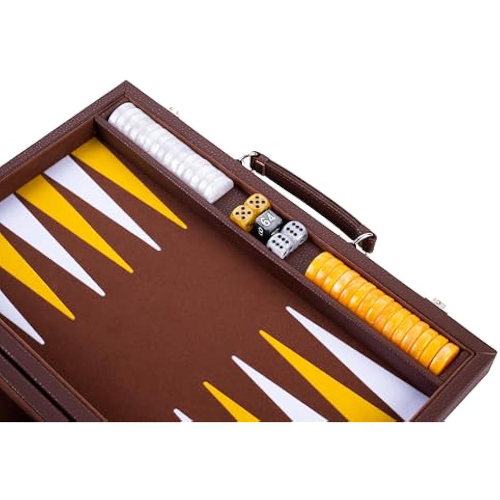 Engelhart Luxury 15" Backgammon Set | Faux Leather Travel Suitcase