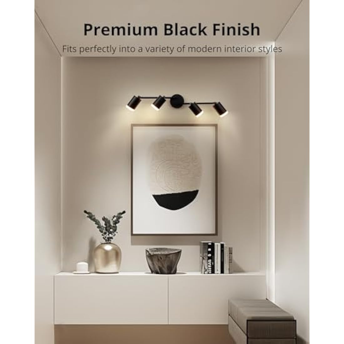 Gr4tec 4-Way LED Ceiling Spotlight Bar | Matte Black GU10 Fitting