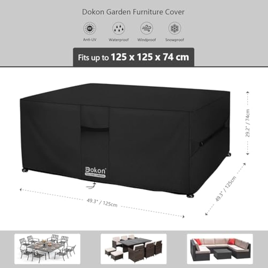 Dokon Waterproof Garden Furniture Cover | 420D Heavy Duty Oxford Fabric