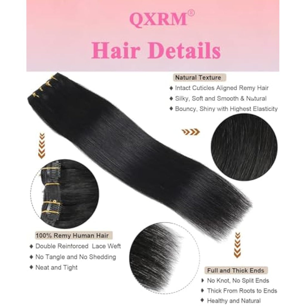 Remy Human Hair Clip in Extensions – Double Weft Straight 18"