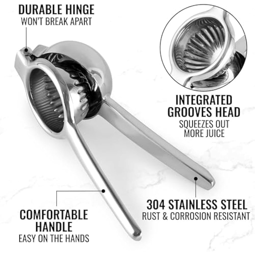Zulay Kitchen Stainless Steel Lemon Squeezer – Heavy Duty Manual Citrus Press