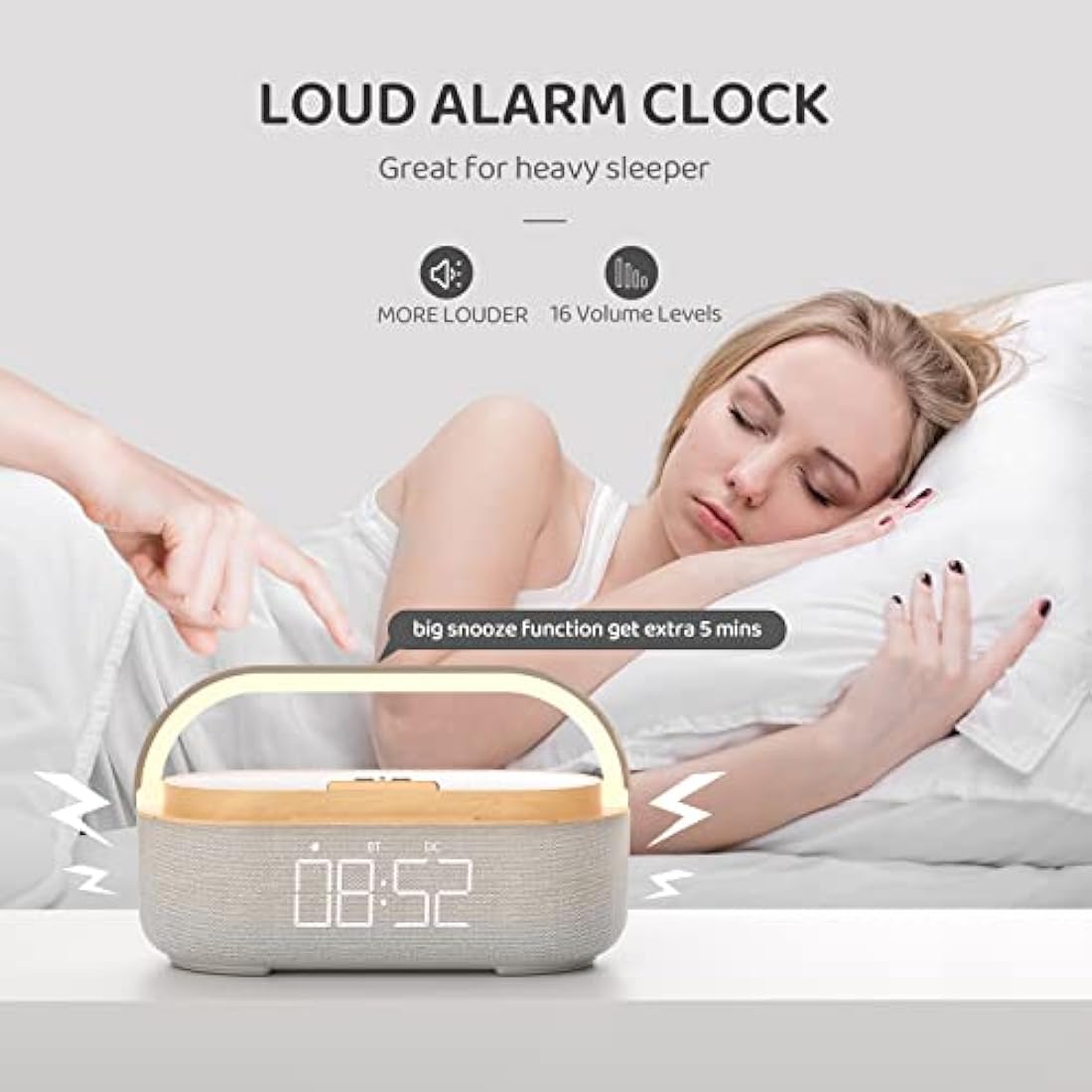 COLSUR Bluetooth Speaker Alarm Clock | 15W Wireless Charger & Night Light