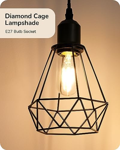 EDISHINE Industrial Floor Lamp | Dimmable 3-Light Cage Standing Lamp