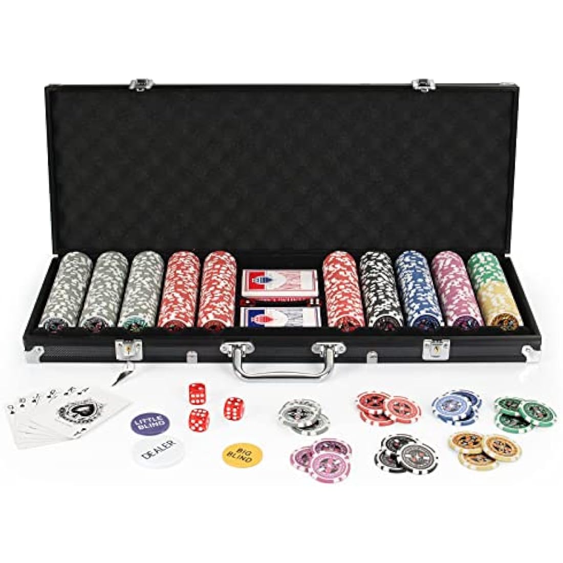 Display4top 500 Piece Poker Chips Set | Texas Holdem Aluminum Case