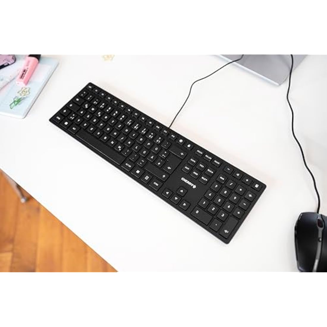 CHERRY KC 6000 SLIM Wired Keyboard – Ultra-Flat QWERTZ Design, Black