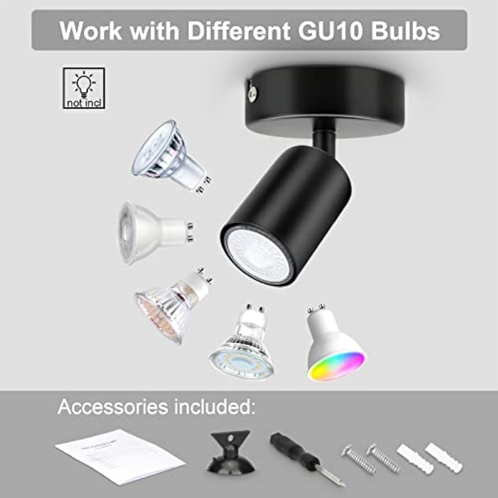 Jolof Store Matt Black Industrial Wall Spotlight - Adjustable GU10