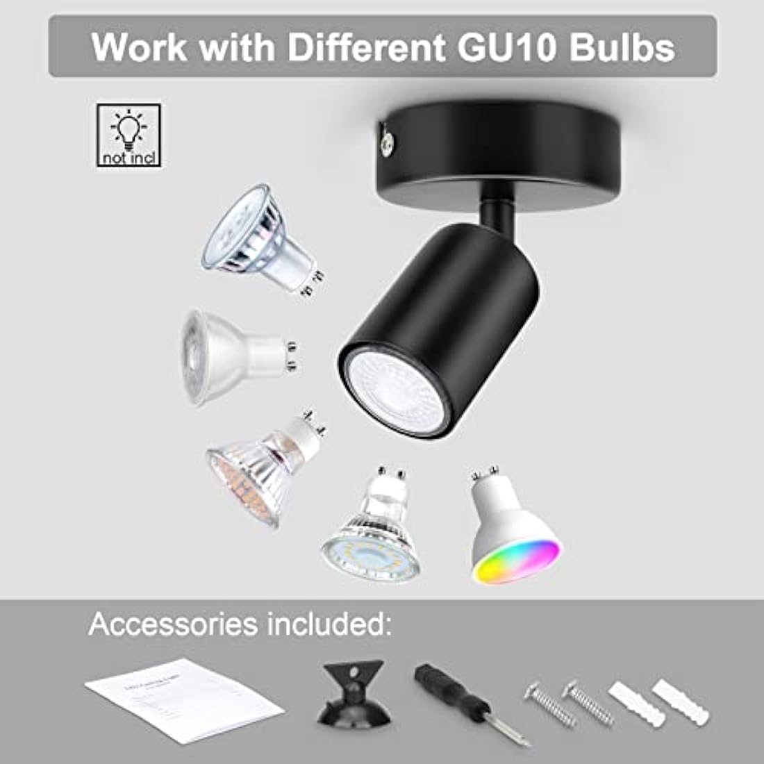 Jolof Store Matt Black Industrial Wall Spotlight - Adjustable GU10