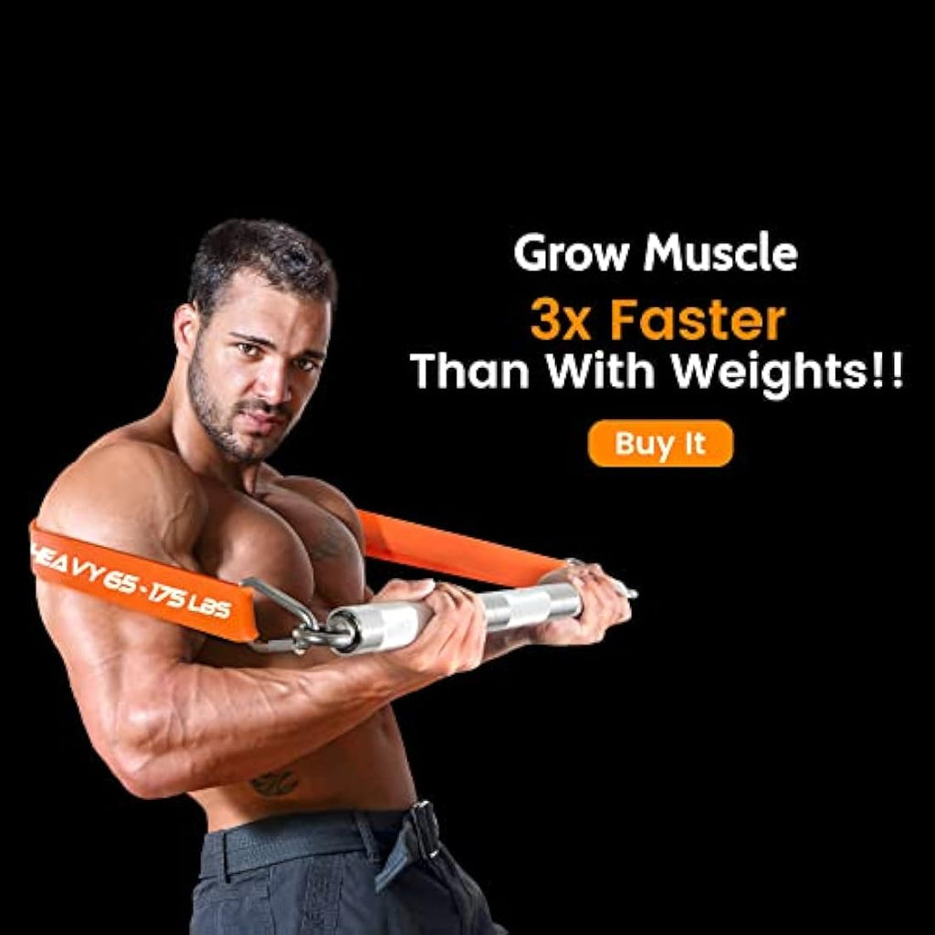 DASKING Resistance Bands Set with 98cm Detachable Bar - Home Gym Workout Kit