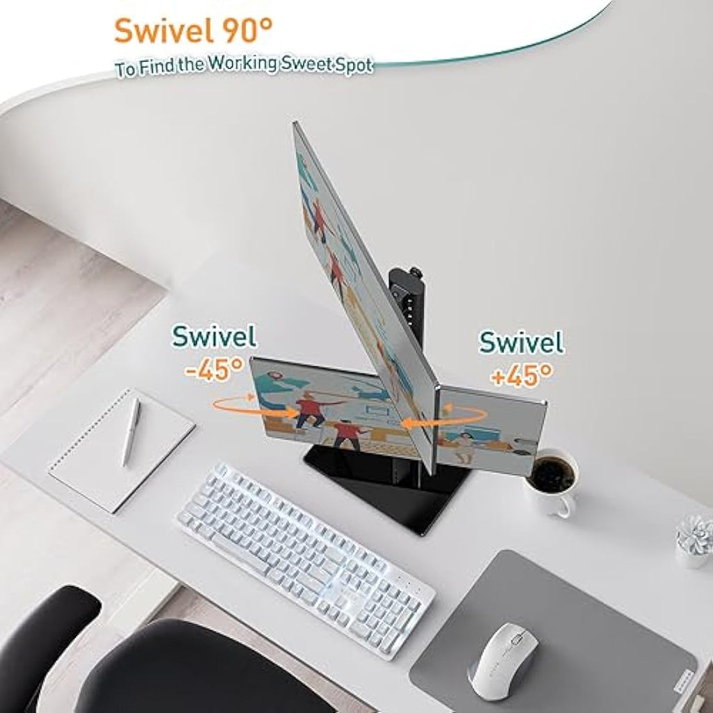 ELIVED Dual Monitor Stand – Freestanding Height Adjustable Arm for 13-32"