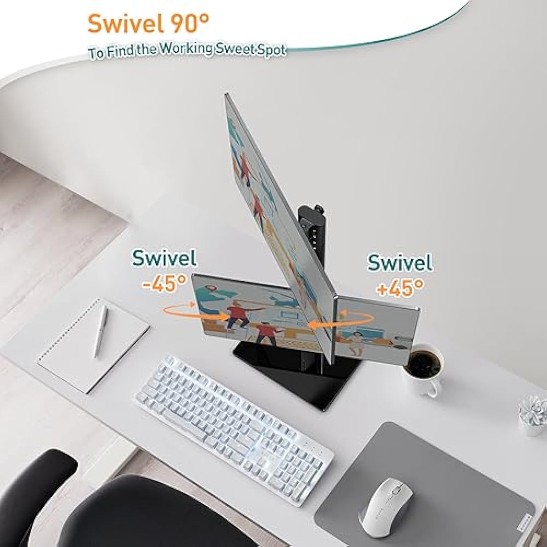 ELIVED Dual Monitor Stand – Freestanding Height Adjustable Arm for 13-32"