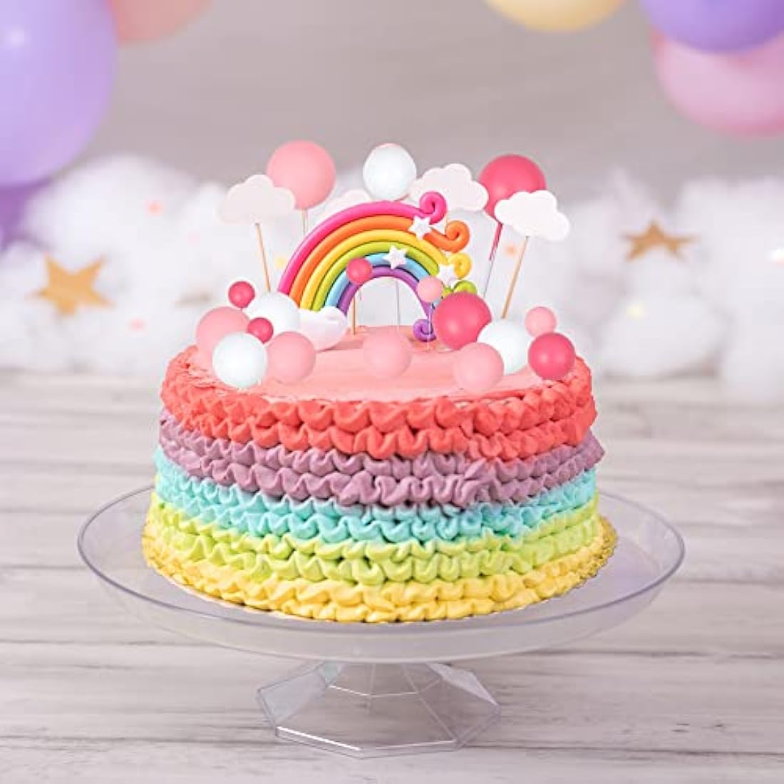 Gyufise 30Pcs Ball Cake Toppers | Pink & White Foam Cupcake Picks