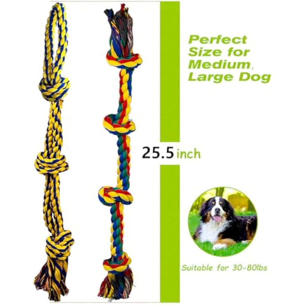 Jolof Store Heavy Duty Dog Rope Toys – 2 Pack Indestructible Cotton Ropes