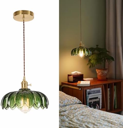 Jolof Store Green Glass Pendant Light – Vintage Industrial Ceiling Lamp