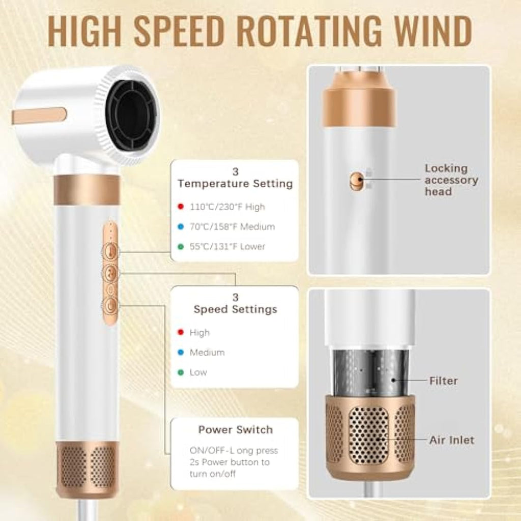 7-in-1 Air Styler | 110,000 RPM Ionic Hair Dryer - White