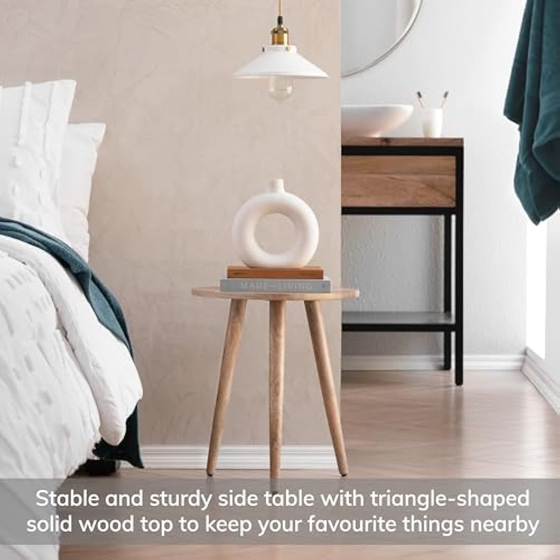 MH London Bond Triangle End Table – Mid-Century Solid Wood Side Table