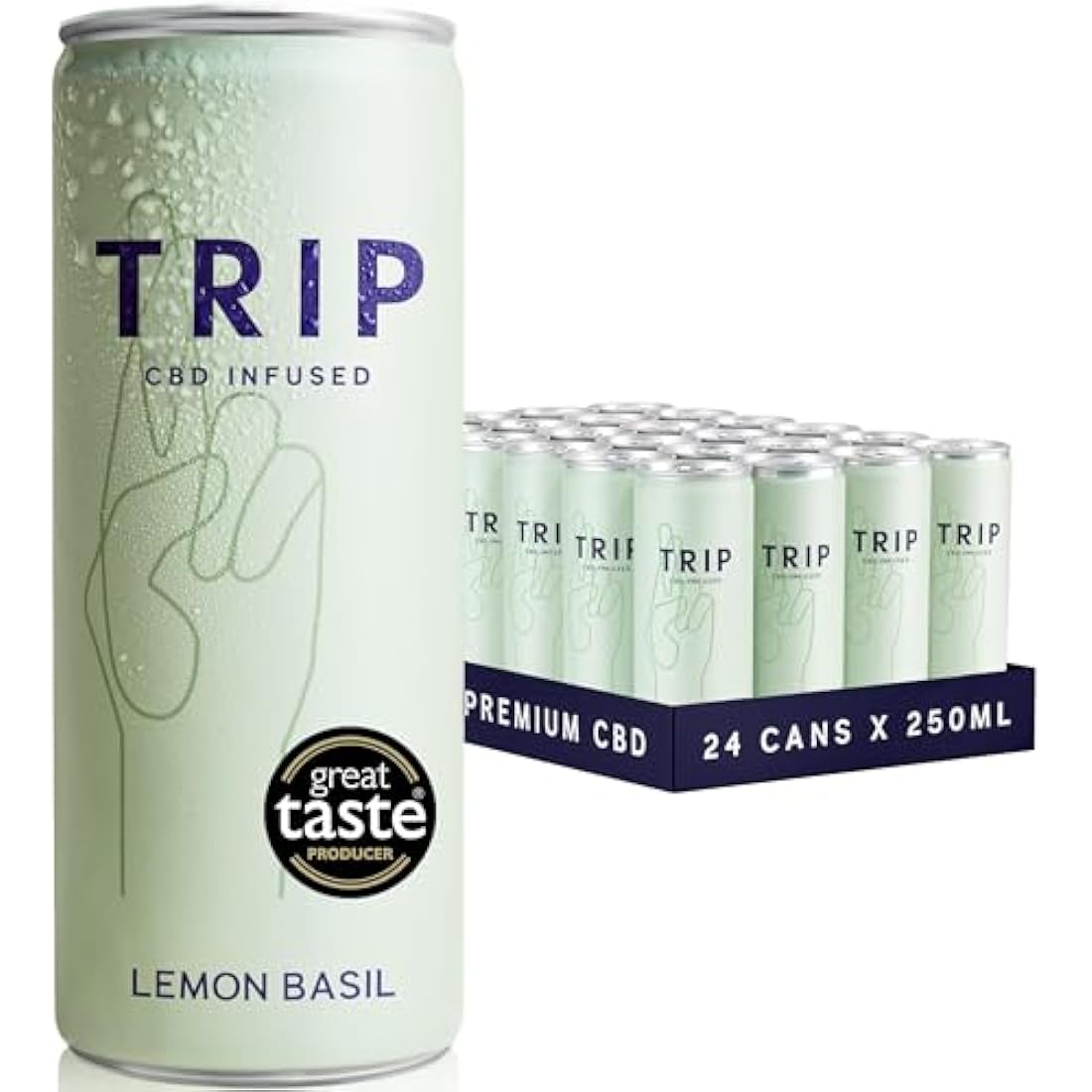 TRIP Lemon Basil CBD Sparkling Water – Low Calorie & Vegan (24 x 250ml)