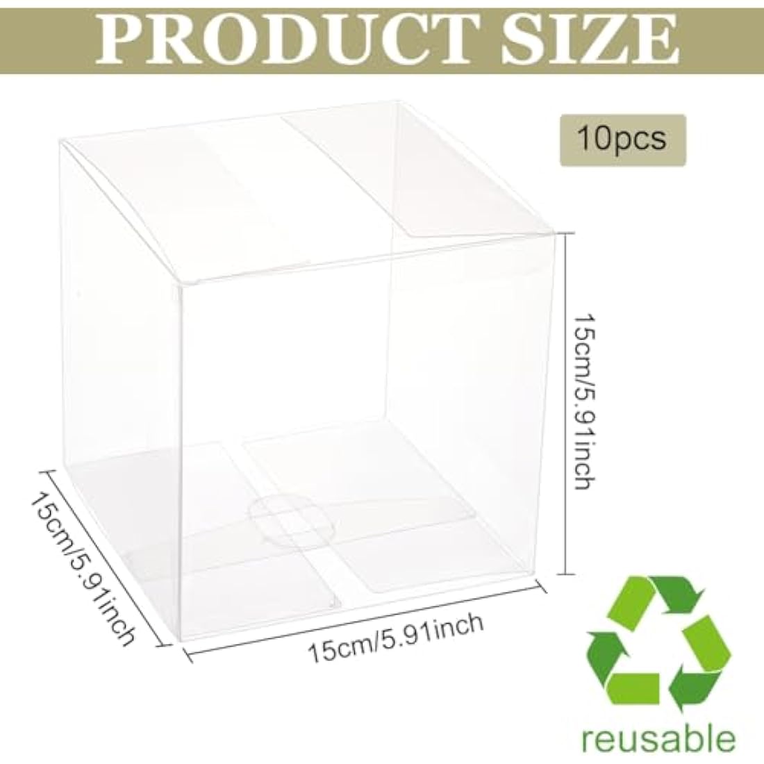 BENECREAT 10PCS Clear PVC Gift Boxes – 15x15x15cm Square Wedding Favors