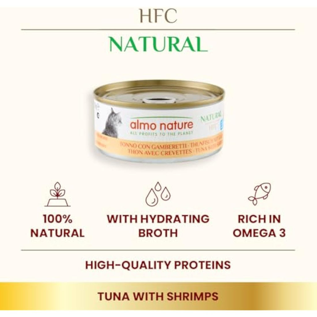 Almo Nature HFC Natural Wet Cat Food – Tuna and Shrimps – 24 x 70g
