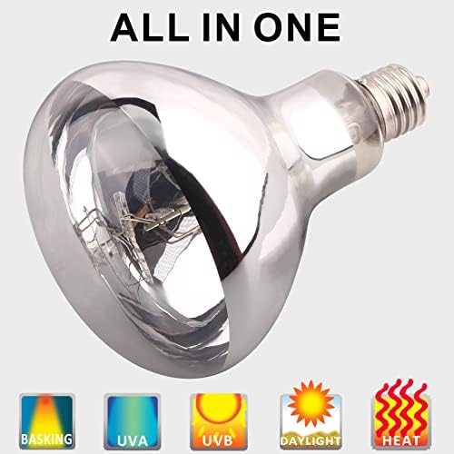 DERNORD Mercury Vapour Bulb - 160W UVA UVB Heat Lamp for Reptiles